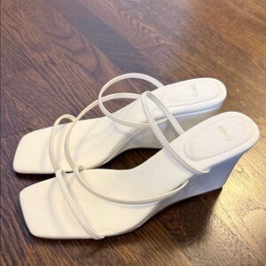 Mango Cream Strappy Wedge Sandals